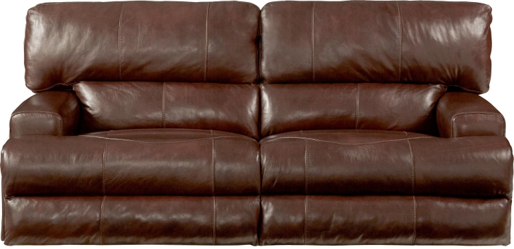 Wembley Top Grain Italian Leather Leather Power Headrest Power Lay Flat Reclining Sofa - Walnut