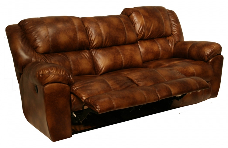 Transformer Bonded Leather Ultimate Sofa with 3 Recliners and 1 Drop-Down Table - Toast