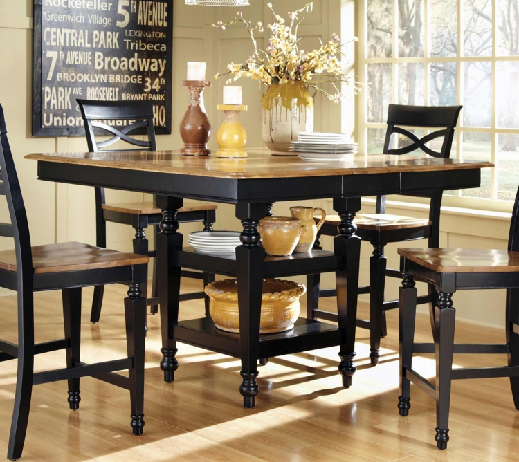 Ashley Counter Height Table - Black/Oak