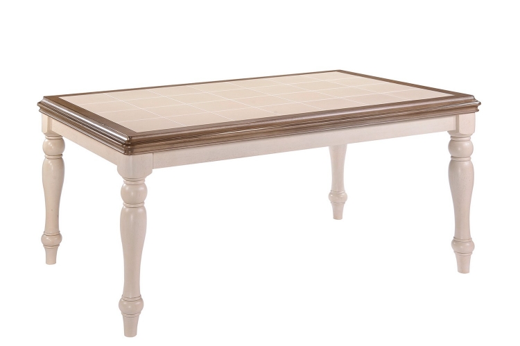 Allston Dining Table - Antique White - Golden Brown