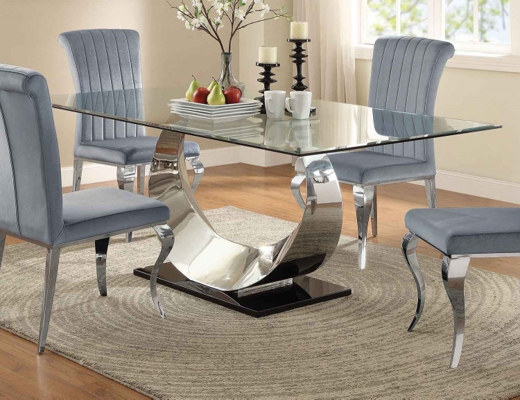 Manessier Rectangular Glass Dining Table - Chrome