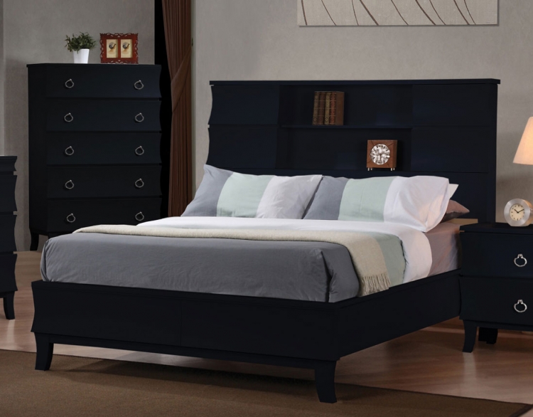 Coaster Holland Low Profile Bookcase Bedroom Set Black 202280BedSet