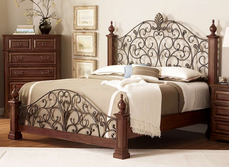 Coaster Edgewood Bedroom Set with Metal Headboard Cherry EdgewoodBedSetCH at