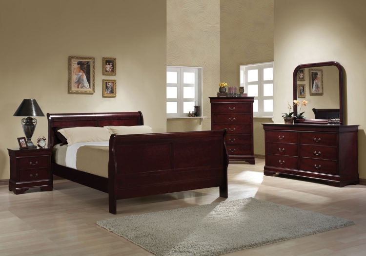 Louis Philippe III Bookcase Bedroom Set (Cherry) by Acme Furniture