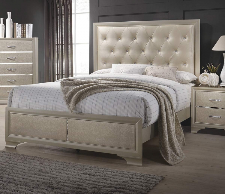 Beaumont Bed - Champagne Gold Leatherette