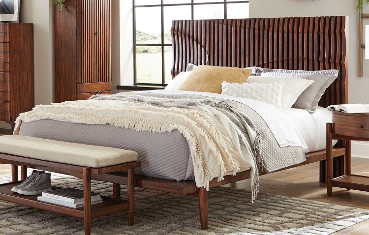San Mateo Bed - Desert Teak/Beige Fabric