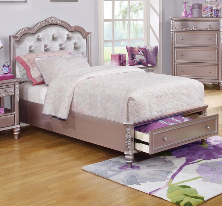 Caroline Storage Bed - Metallic Lilac
