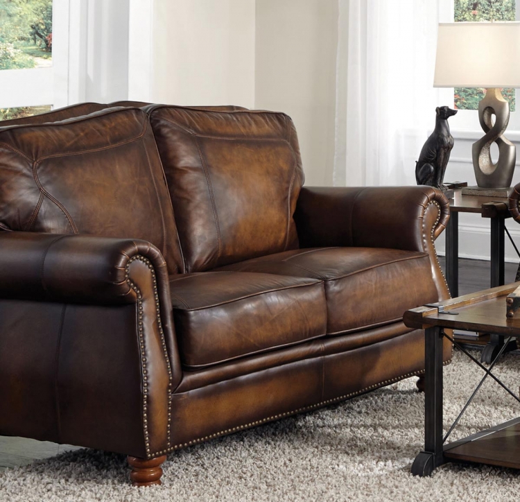 Montbrook Love Seat - Hand Rubbed Brown