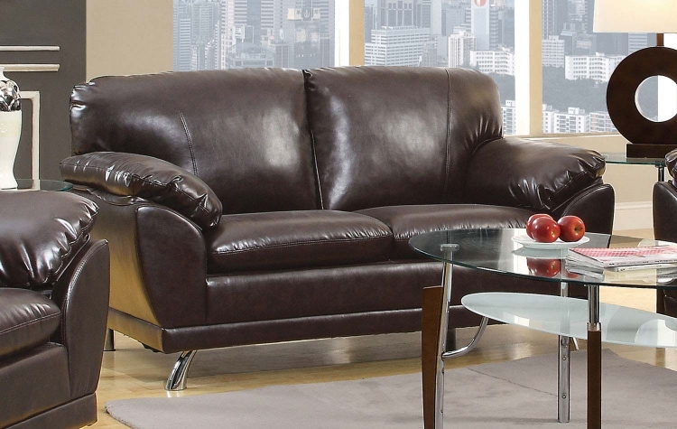 Robyn Love Seat - Dark Brown - Chrome