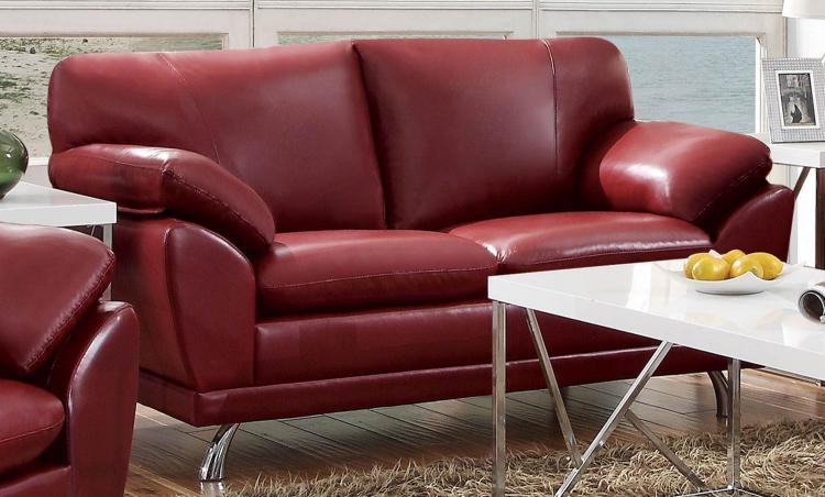 Robyn Love Seat - Red - Chrome