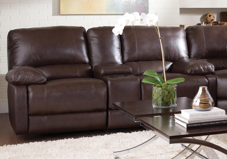 Geri Double Reclining Gliding Love Seat With Console - Brown