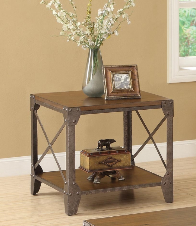 703197 End Table with X Motif