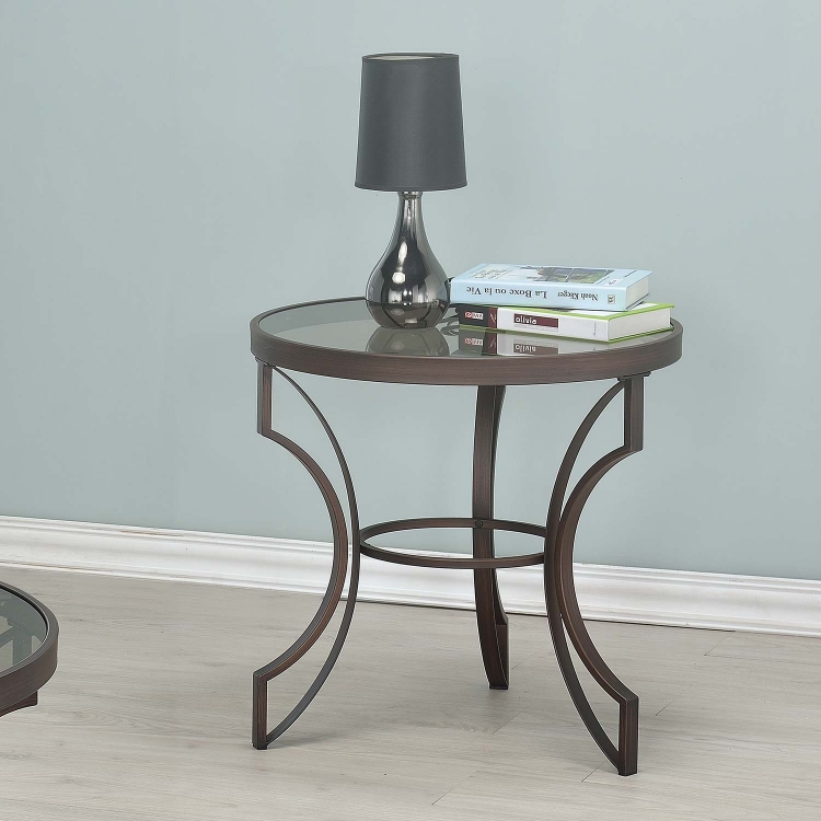 704458 End Table - Bronze/ Tempered Glass