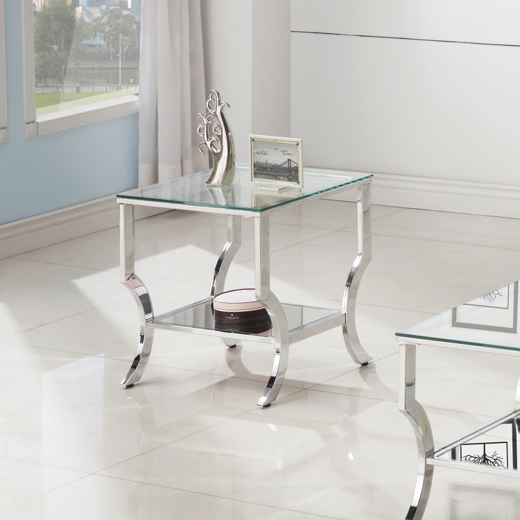 720338 End Table - Chrome / Tempered Glass
