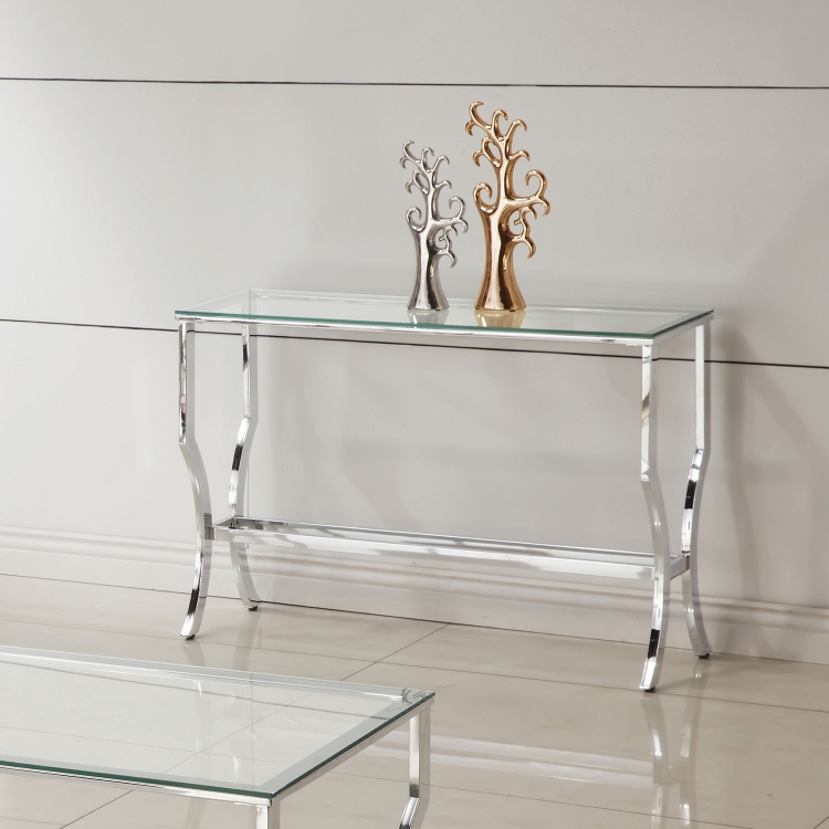 720338 Sofa Table - Chrome / Tempered Glass