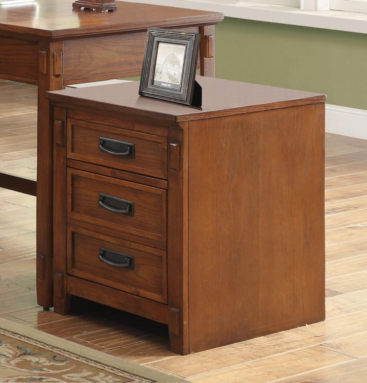 Maclay Mobile File Cabinet - Red Brown/Black