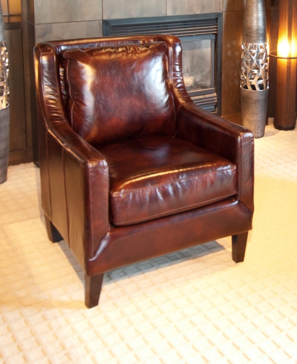 Java Top Grain Leather Accent Chair - Saddle