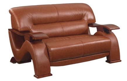 GF-2033 Love Seat - Burgundy Leather Match