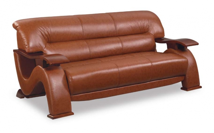 GF-2033 Sofa - Burgundy Leather Match