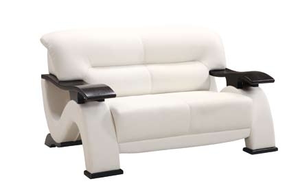 GF-2033 Love Seat - White Leather Match