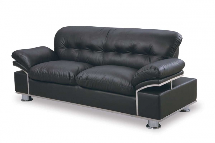 GF-676 Sofa-Black Leather