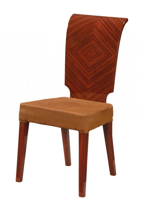 Adriana Dining Chair-Brown Microfiber with Zebrano Wood