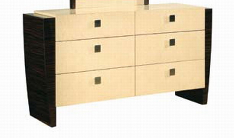 Simone Dresser - Beige/Dark Mahogany