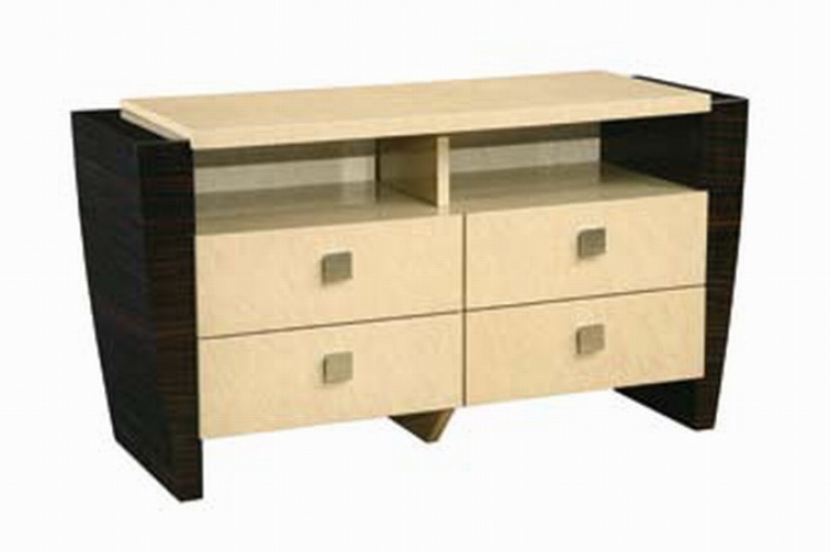 Simone Entertainment Unit - Beige/Dark Mahogany