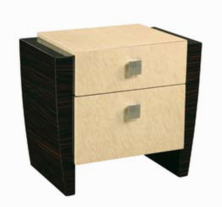 Simone Night Stand - Beige/Dark Mahogany