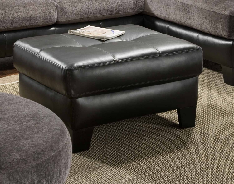 3600 Ottoman - Black/Bicast Leather