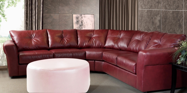 7510 Sectional Sofa - Bonded Leather - Red