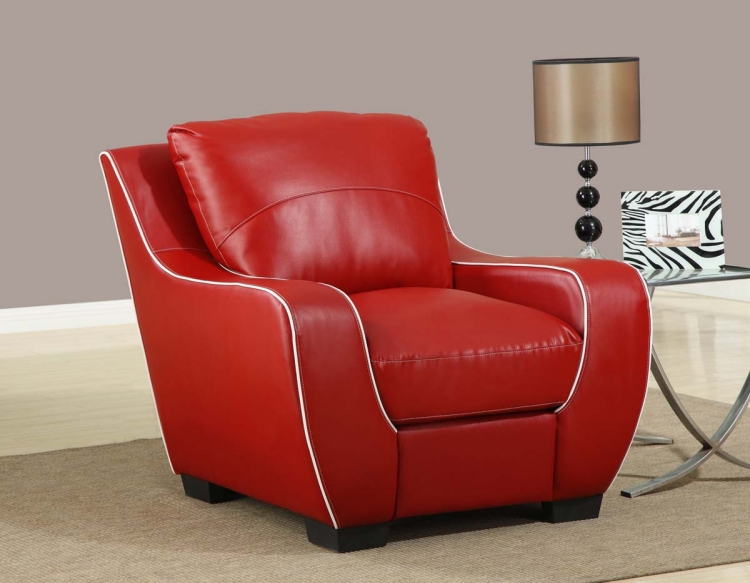 8080 Chair - Red/White/Bonded Leather with Vinyl Legs