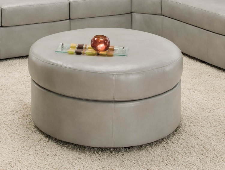 9509 Cocktail Ottoman - Bonded Leather - Smoke