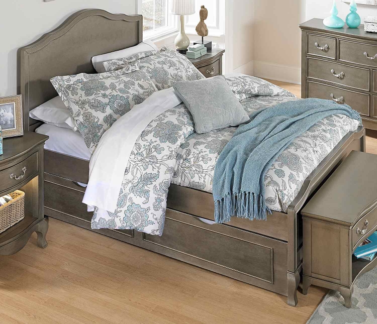 Kensington Charlotte Panel Bed With Trundle - Antique Silver