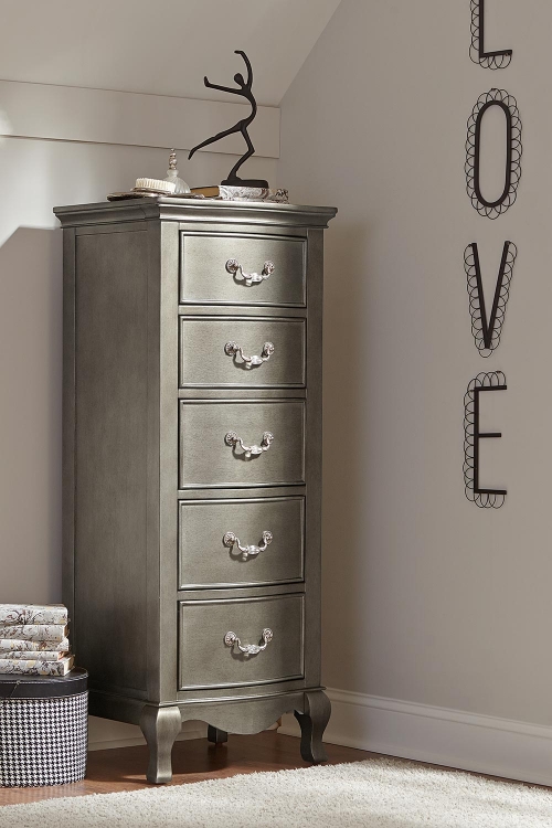 Kensington 5 Drawer Tall Chest - Antique Silver