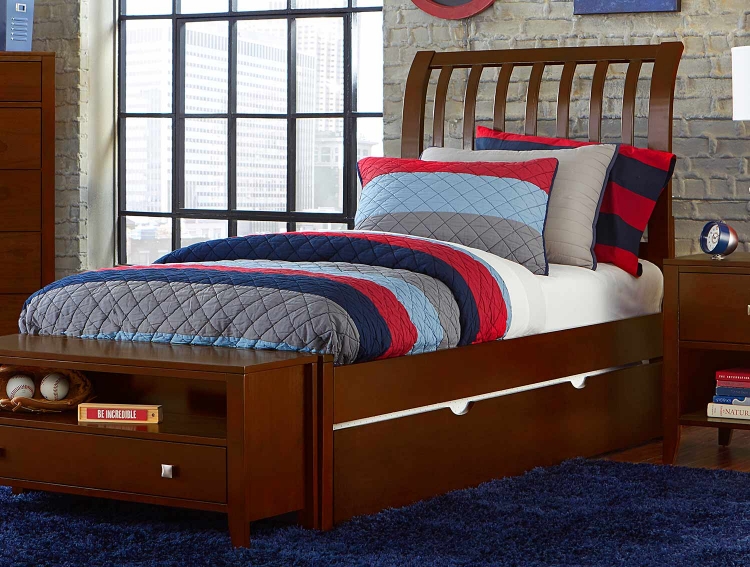 Pulse Rake Sleigh Bed With Trundle - Cherry