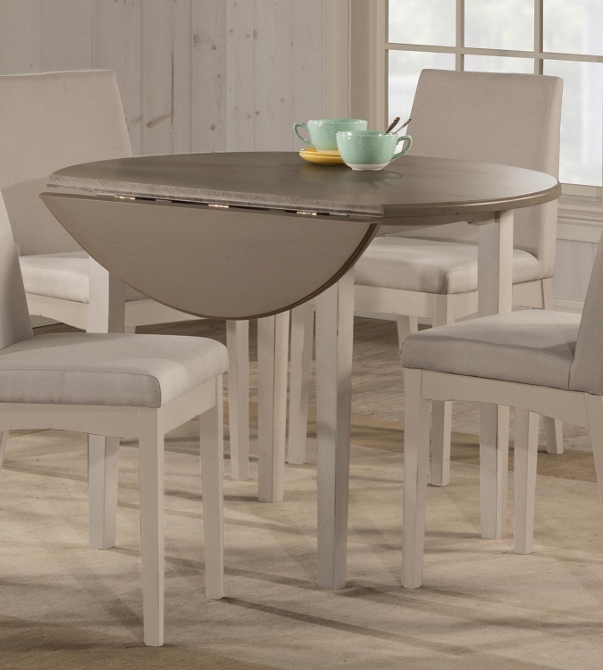 Clarion Round Drop Leaf Dining Table - Gray/White