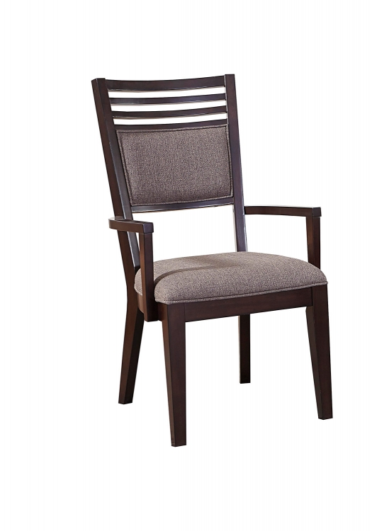 Denmark Arm Chair - Dark Espresso - Woven Umber Fabric