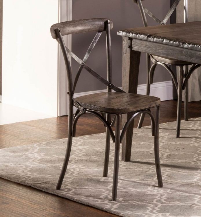Lorient X-Back Dining Chair - Washed Charcoal Gray/Aged Steel Metal