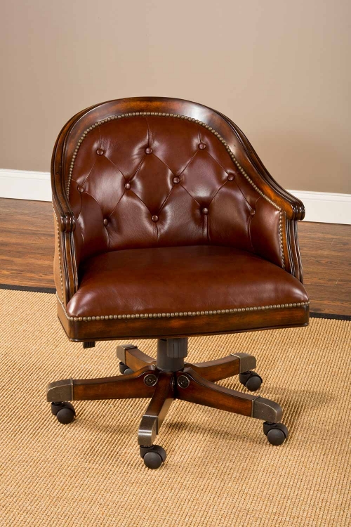 Harding Game Chair - Rich Cherry/Brown Leather