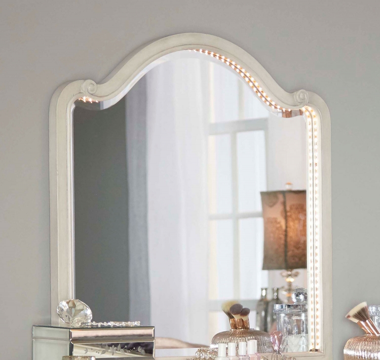 Angela Wood Arc Lighted Vanity Mirror - Opal Grey