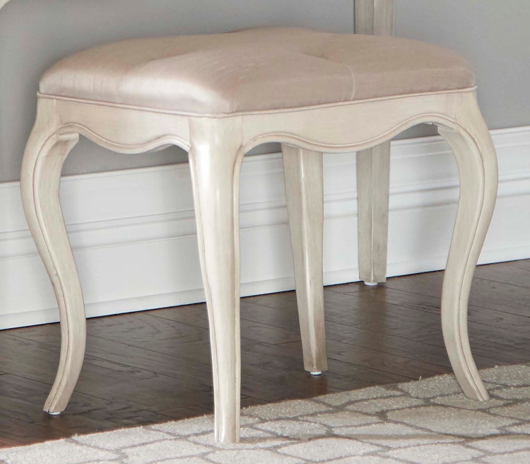 Angela Rectangle Stool With Tufted Top - Opal Grey
