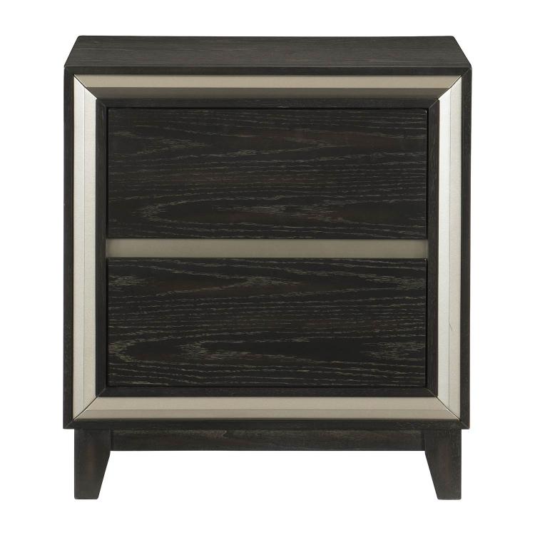 Grant Night Stand - Ebony and Silver