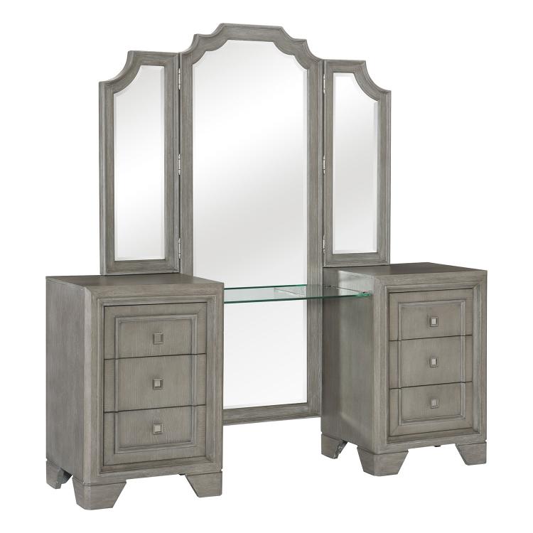Colchester Vanity Dresser with Mirror - Driftwood Gray