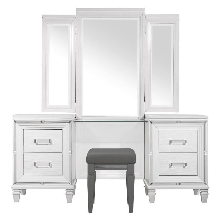 Tamsin Vanity Dresser with Mirror - White Metallic