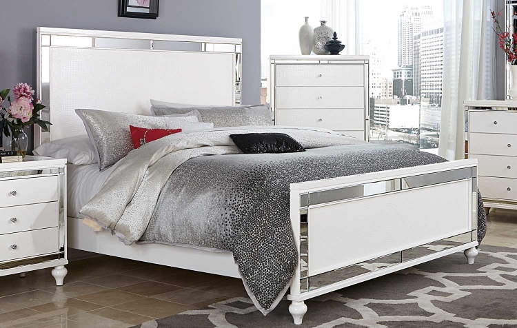 Alonza Panel Bed - White