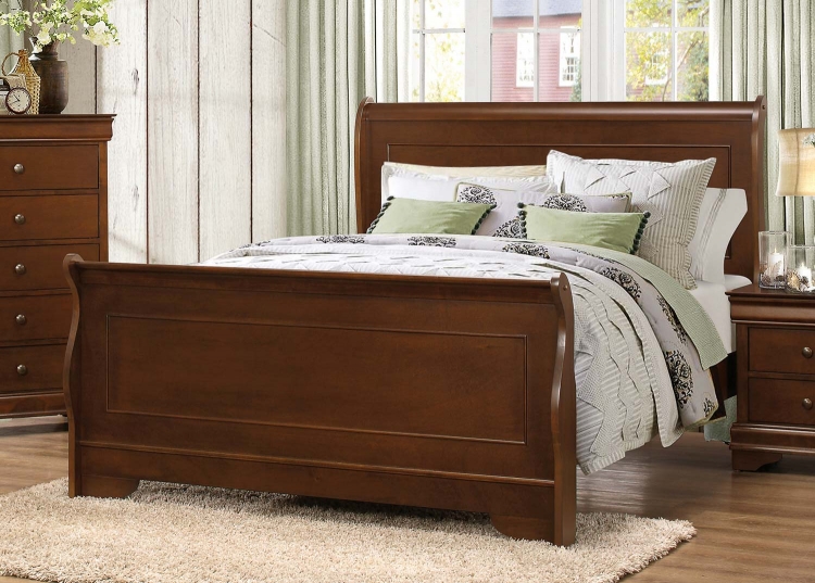 Abbeville Sleigh Bed - Brown Cherry