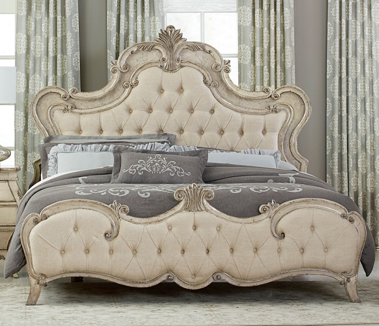 Elsmere Button Tufted Upholstered Bed - Antique Gray