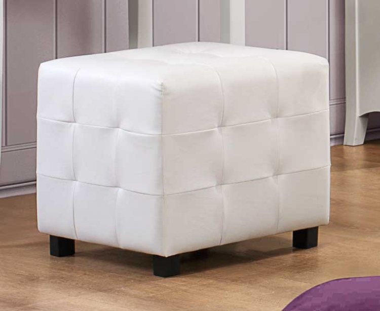 Sparkle Upholstered Ottoman - White