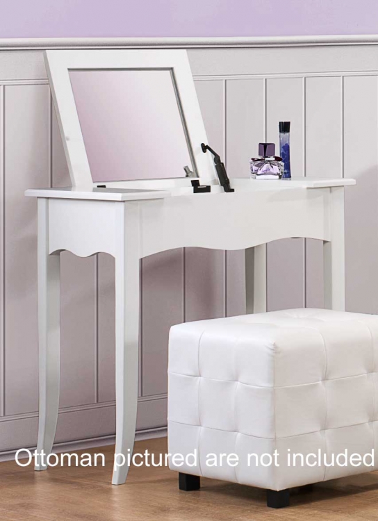 Sparkle Vanity Desk w/ Lift top Mirror - White